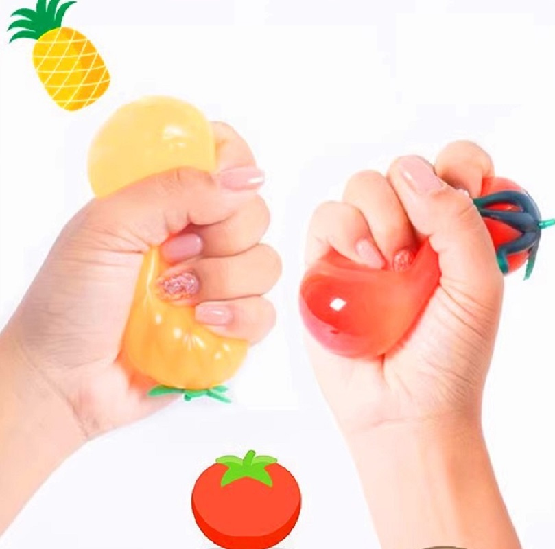 Kids Toys Play Egg - TPR декомпрессионное фруктовое яйцо, помидор, оранжевая