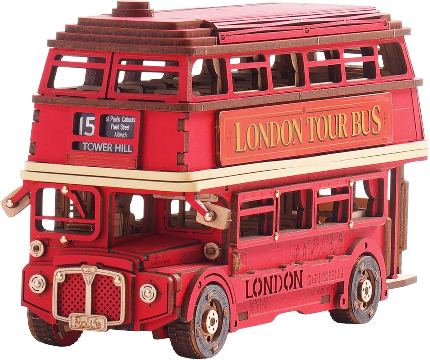 Kids Toys London - Деревянный 3D-пазл Robotime «Лондонский туристический автобус»,