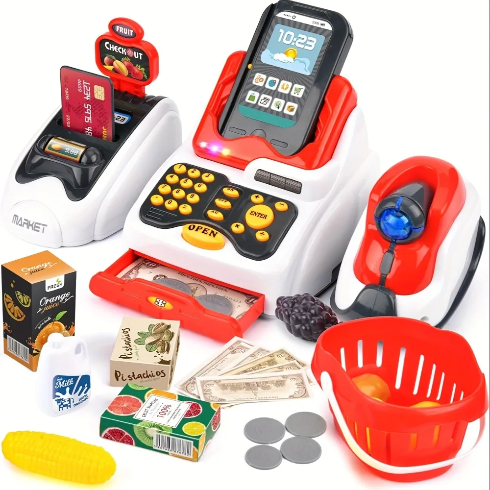 Toy Cash Register - 33 шт., игрушечный кассовый аппарат для