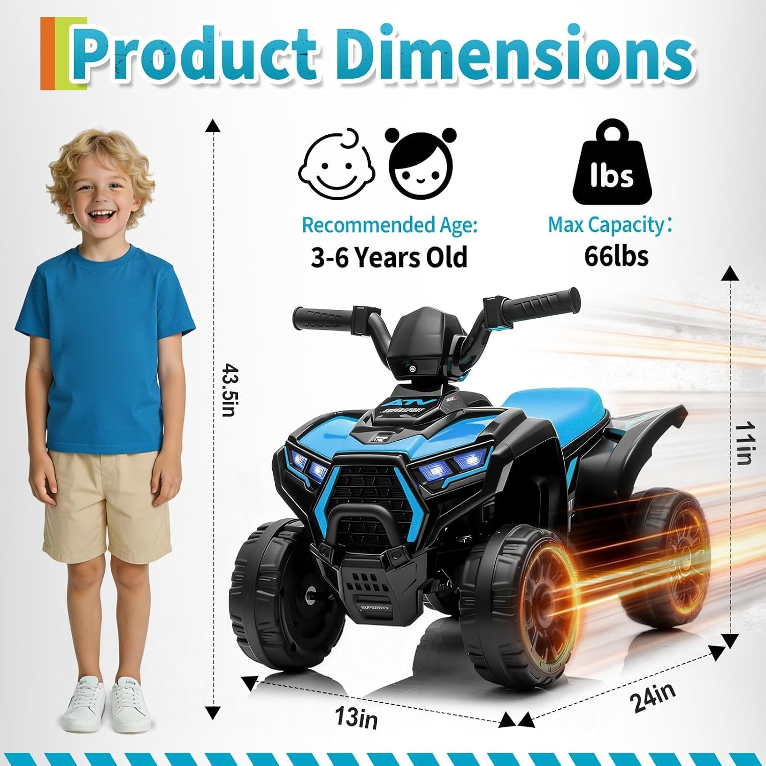 Детский квадроцикл 6V Blue, мо – обзор и цена Kids Toys Quad