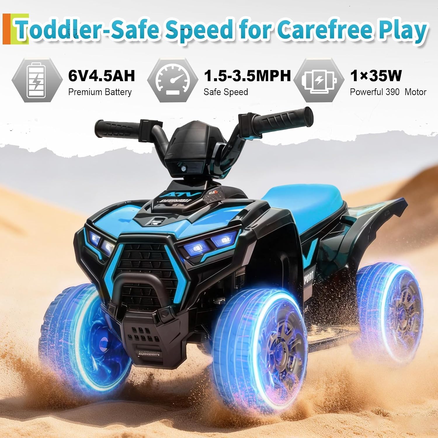 Детский квадроцикл 6V Blue, мо – обзор и цена Kids Toys Quad